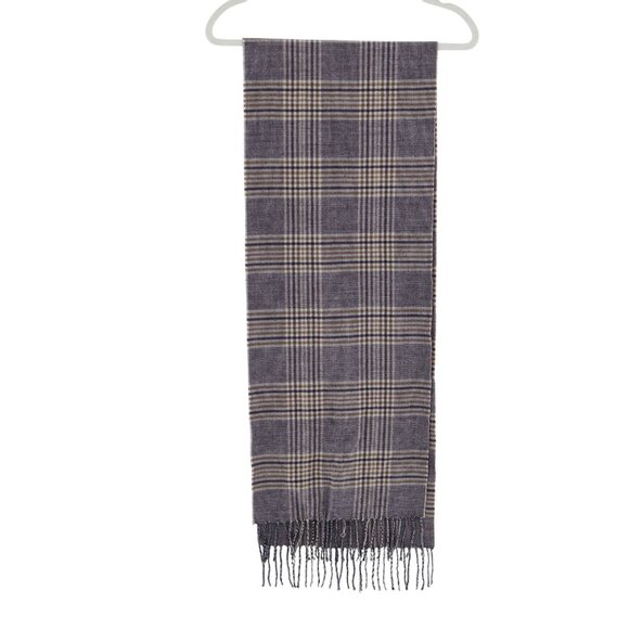 Cashmere Feel Plaid Scarf Gray Professor Academia Warm Collegiate Soft Scholar - Picture 2 of 10